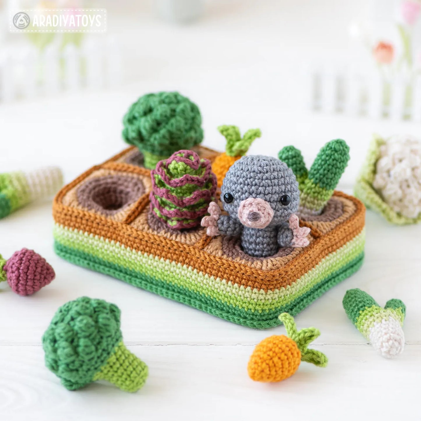 Patron de crochet 5 en 1 pour potager au crochet amigurumi mini kingdom champignon gnome tutoriel de crochet fichier PDF fille lapin jardin
