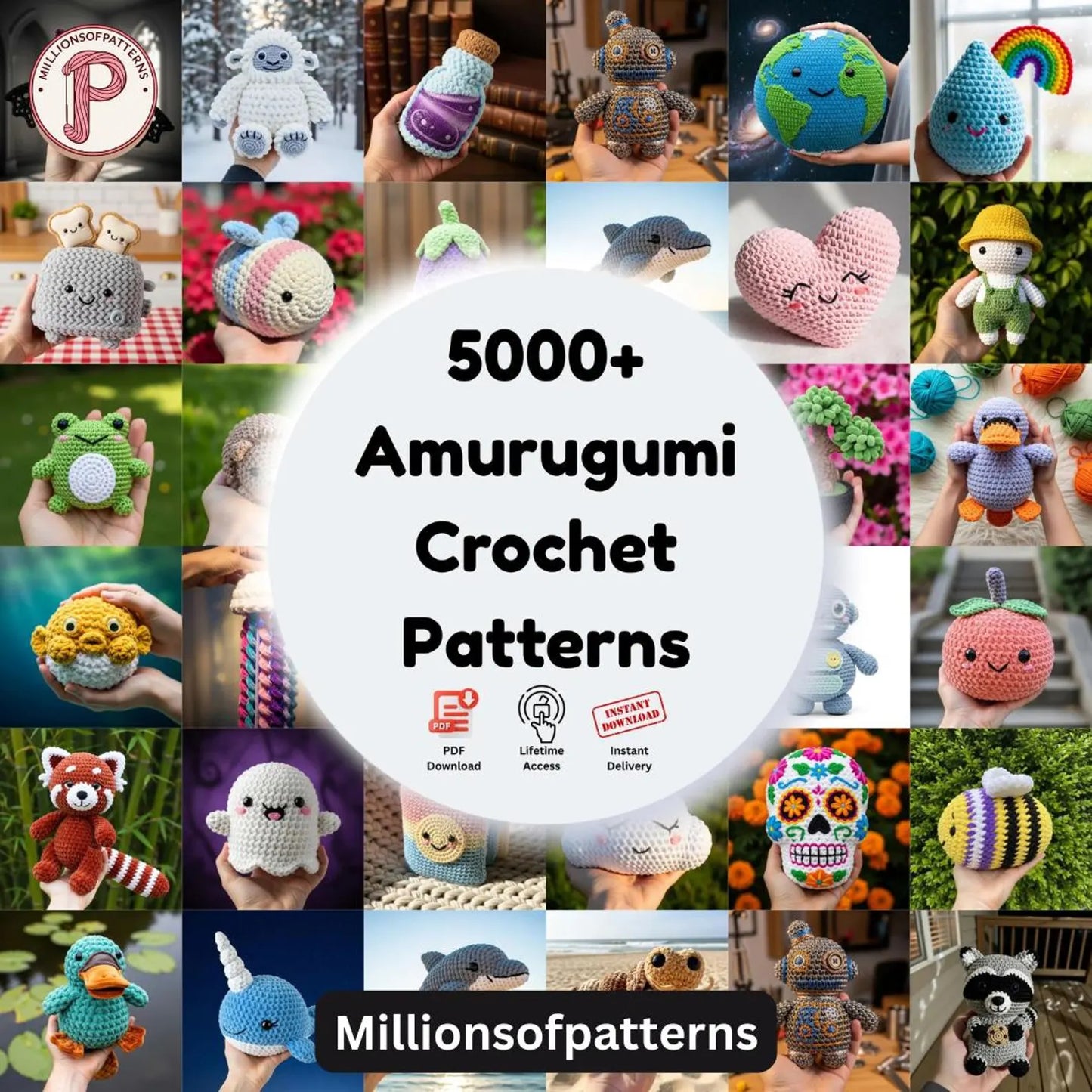 Lot de 5000+ patrons de crochet Amigurumi : doudous, animaux, personnages (téléchargement PDF) | Millionsofpatterns